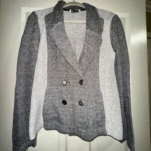 Anthropologie Grey & Cream Size Medium Lightweight Blazer/Sweater